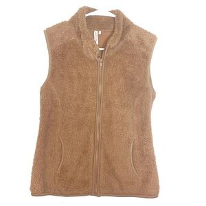 Brown Fleece Full Zip Sleeveless Vest